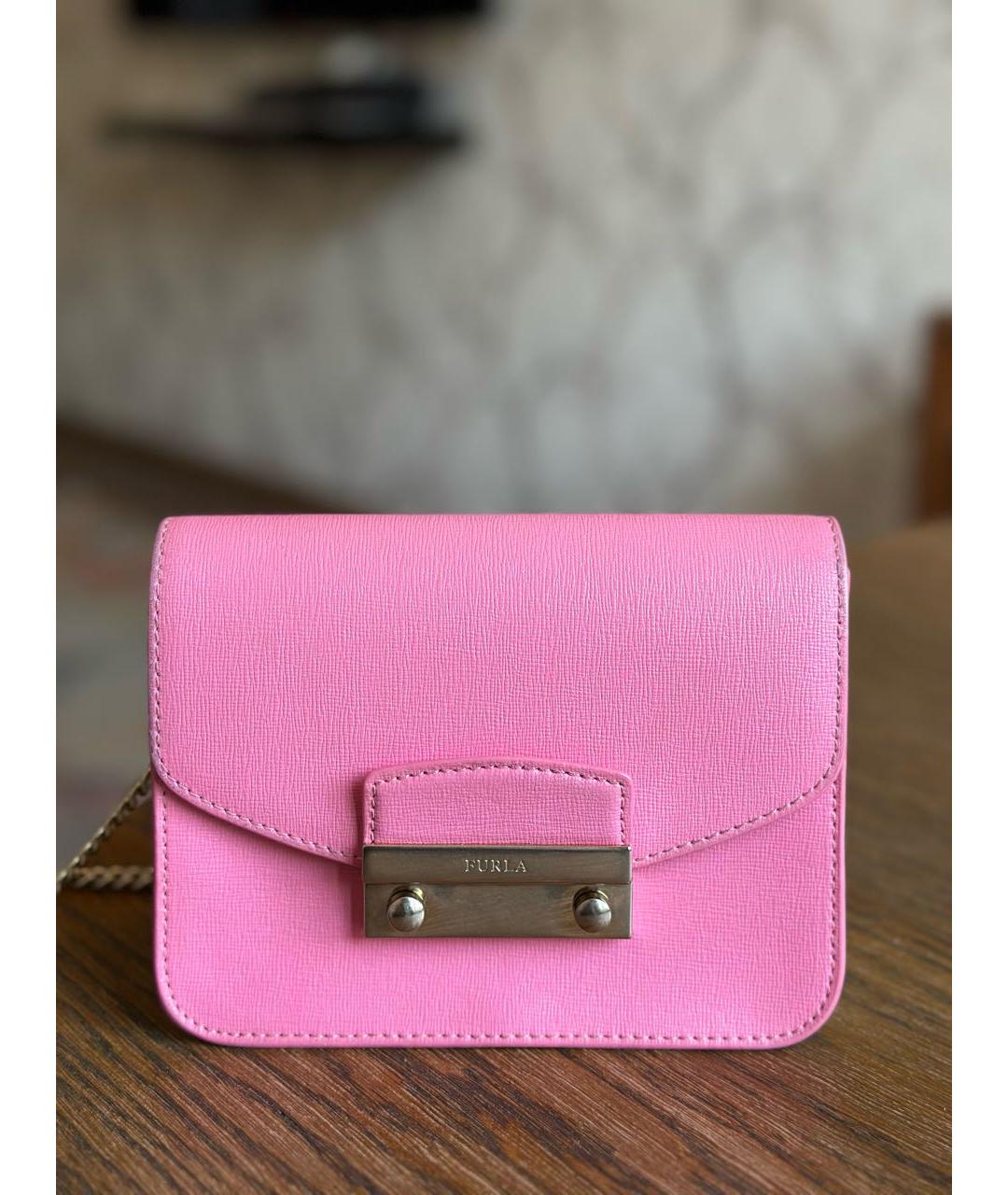 FURLA Розовая кожаная сумка через плечо, фото 9