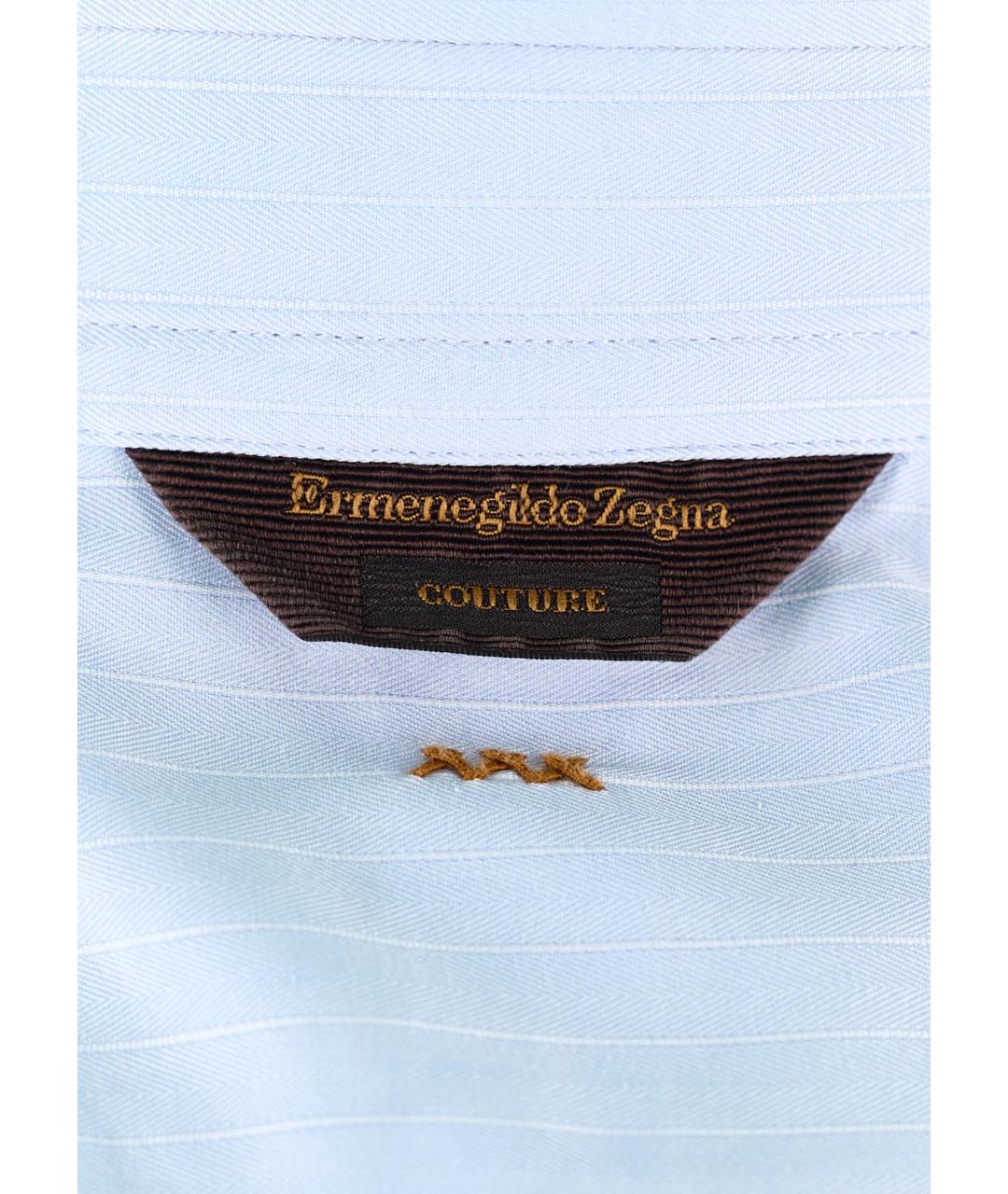 ERMENEGILDO ZEGNA XXX Голубая хлопковая классическая рубашка, фото 3