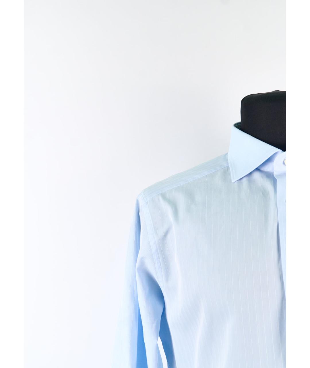 ERMENEGILDO ZEGNA XXX Голубая хлопковая классическая рубашка, фото 5