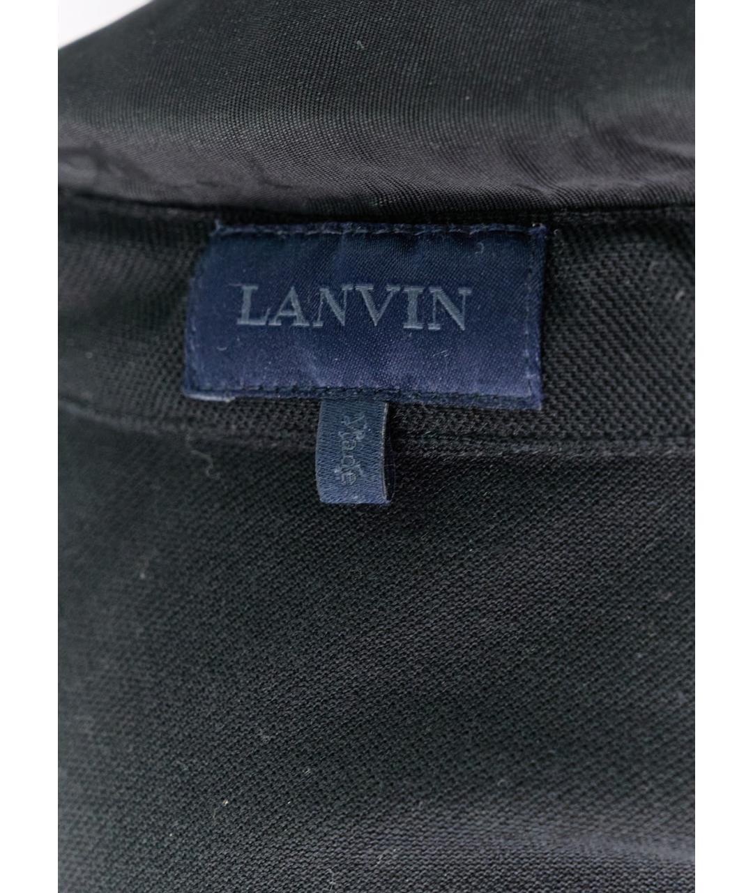 LANVIN Черное хлопковое поло с коротким рукавом, фото 3