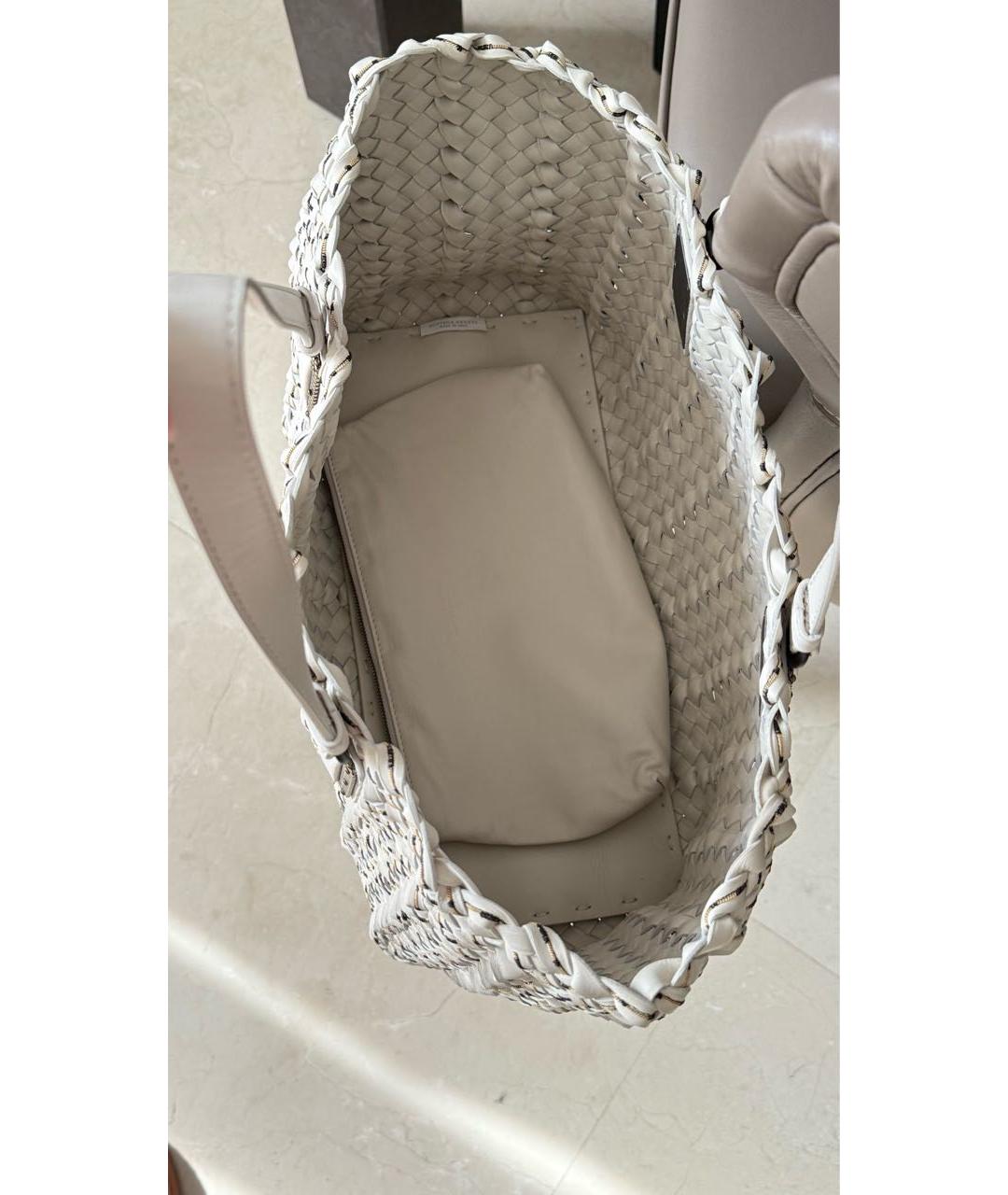 BOTTEGA VENETA Бежевая кожаная сумка тоут, фото 4