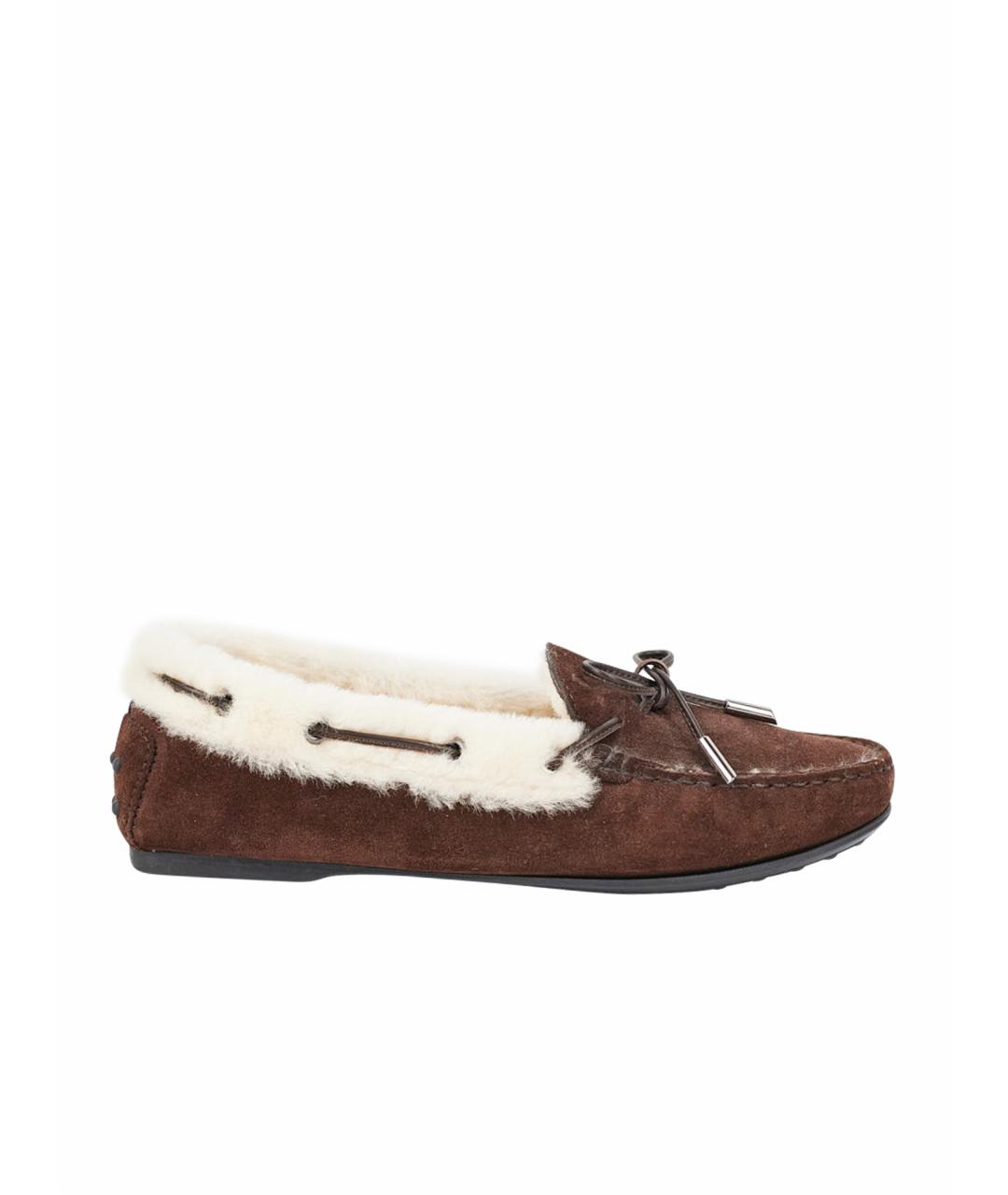 TOD'S Коричневые замшевые мокасины, фото 1