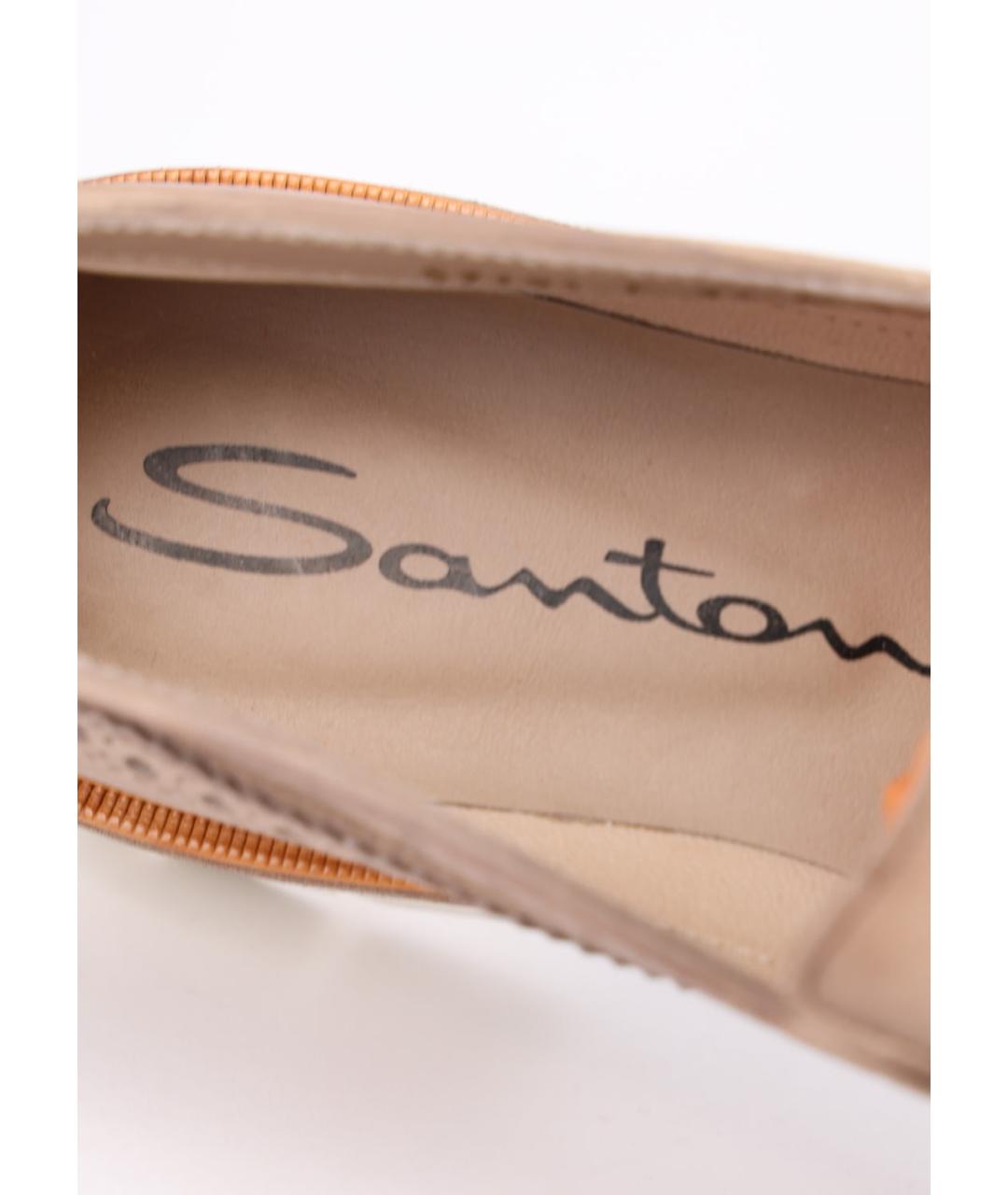 SANTONI Бежевые кожаные лоферы, фото 5