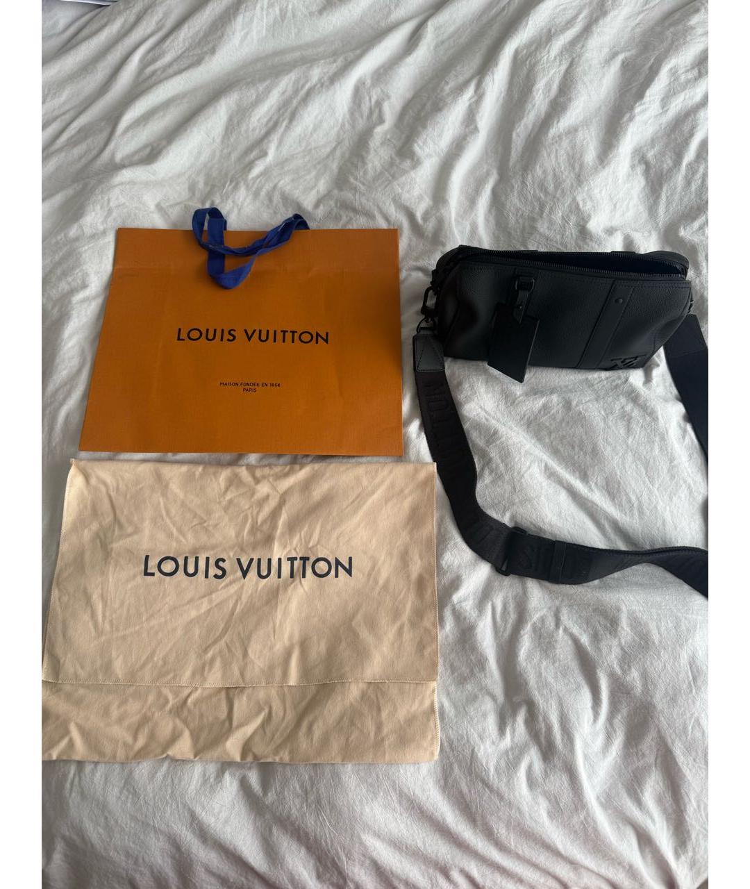 LOUIS VUITTON Черная кожаная поясная сумка, фото 2