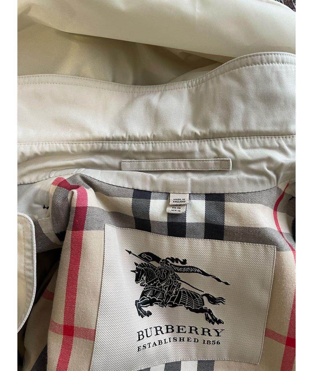 BURBERRY Бежевый полиэстеровый тренч/плащ, фото 6