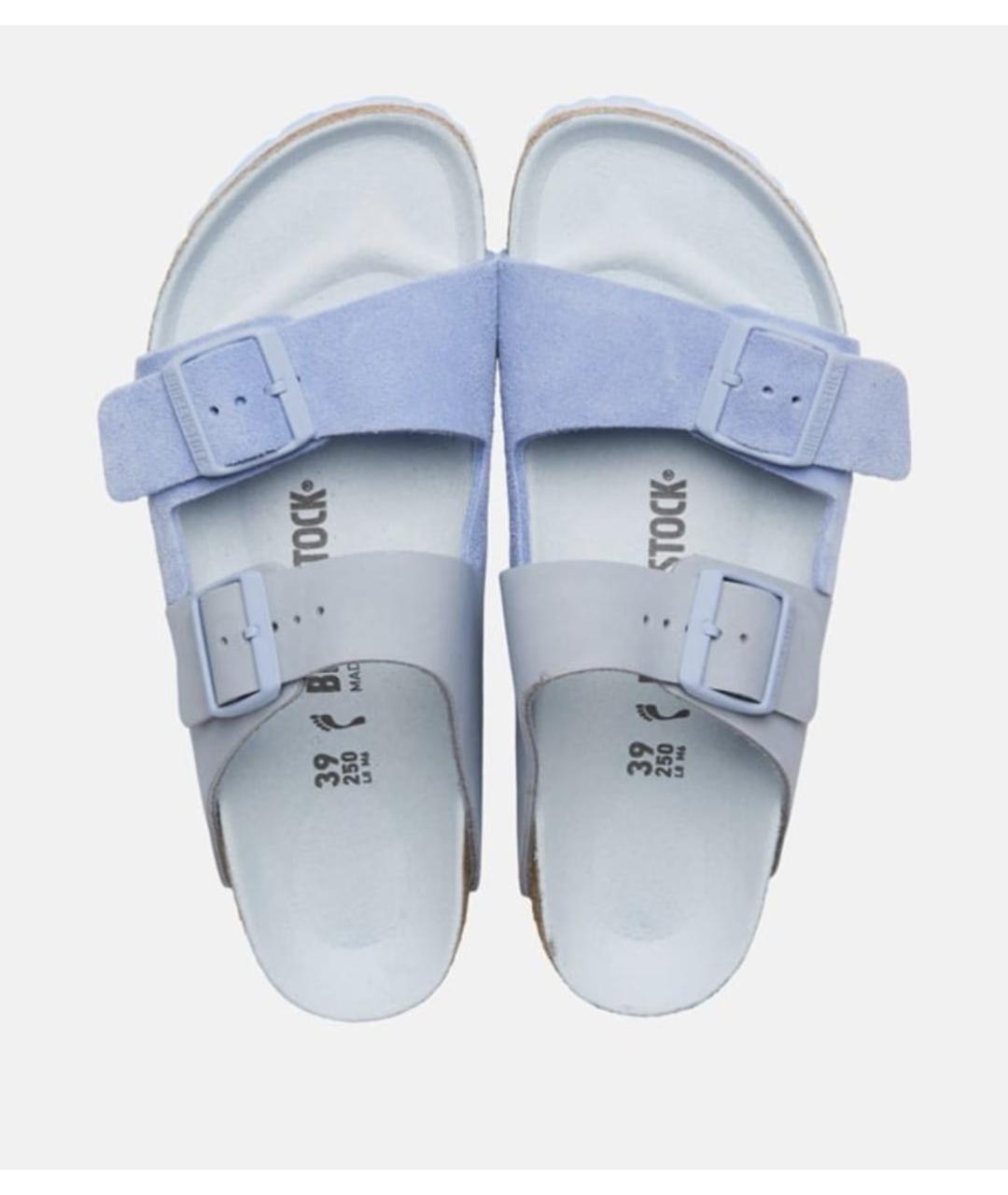 BIRKENSTOCK Голубые кожаные шлепанцы, фото 3