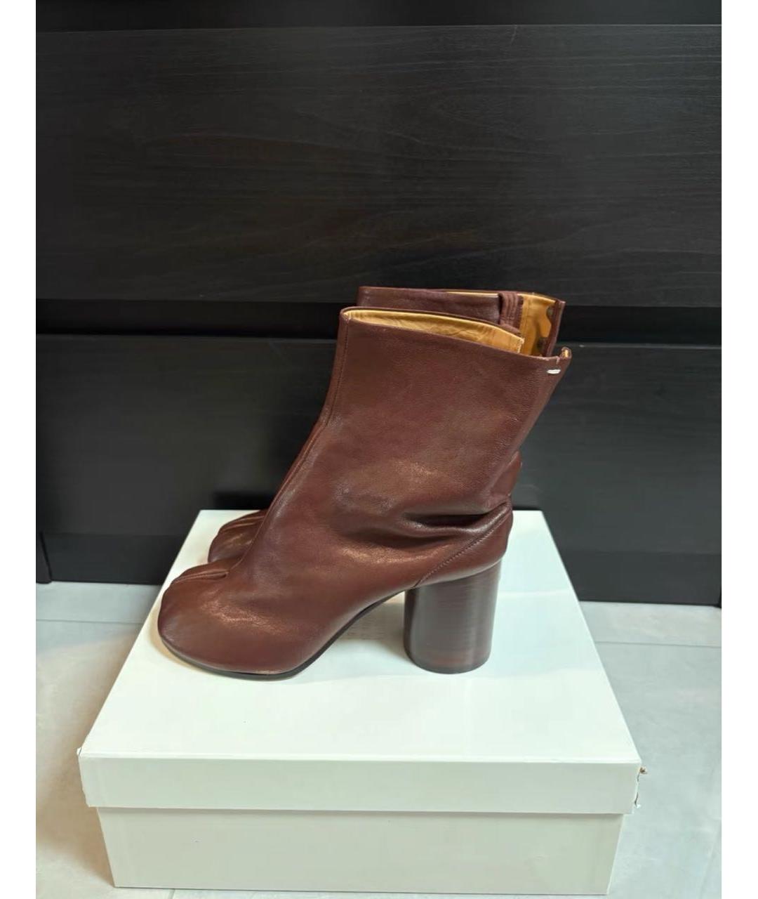 MAISON MARGIELA Коричневые кожаные ботильоны, фото 5