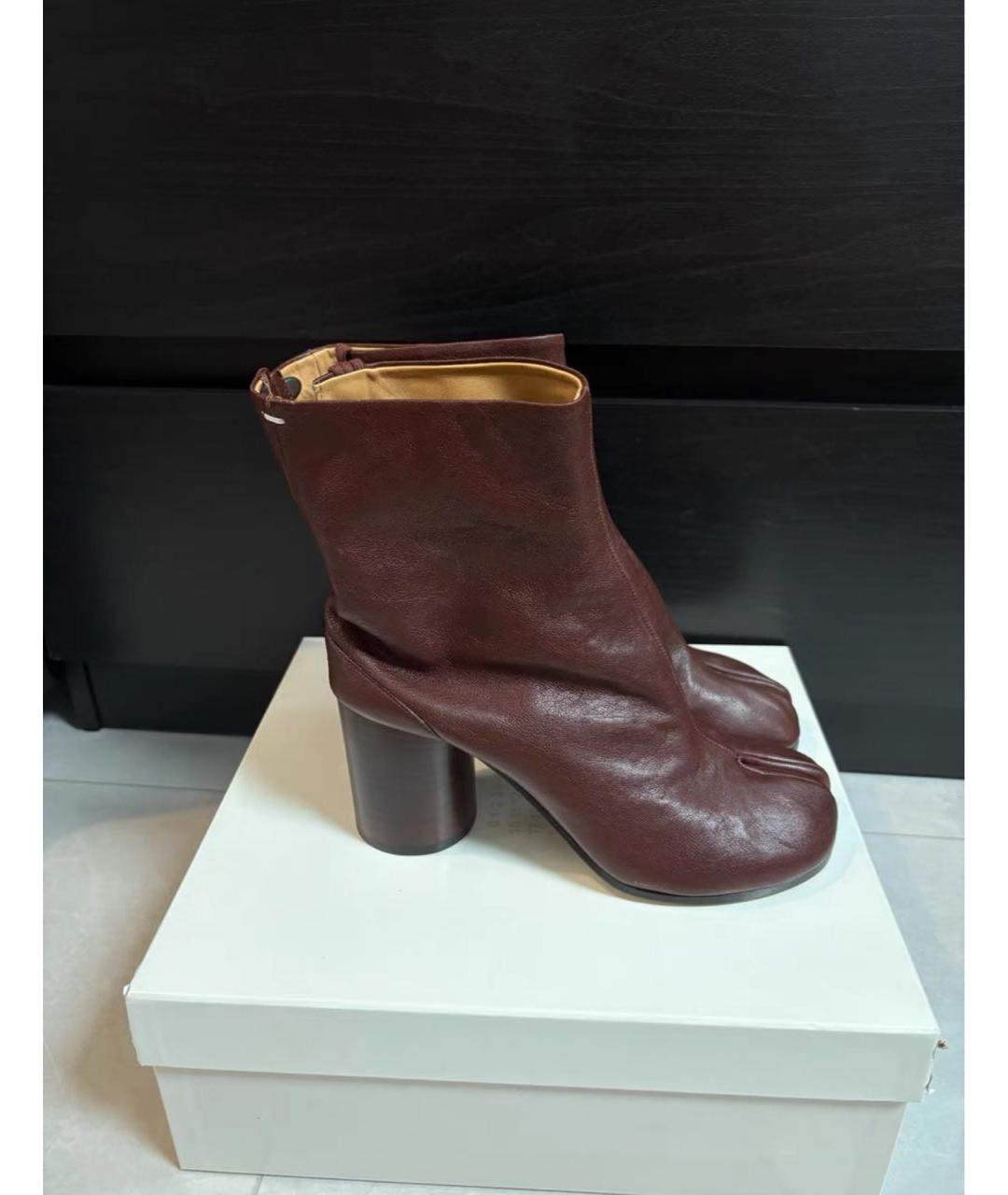 MAISON MARGIELA Коричневые кожаные ботильоны, фото 4