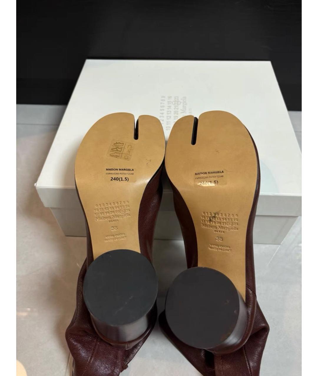 MAISON MARGIELA Коричневые кожаные ботильоны, фото 6