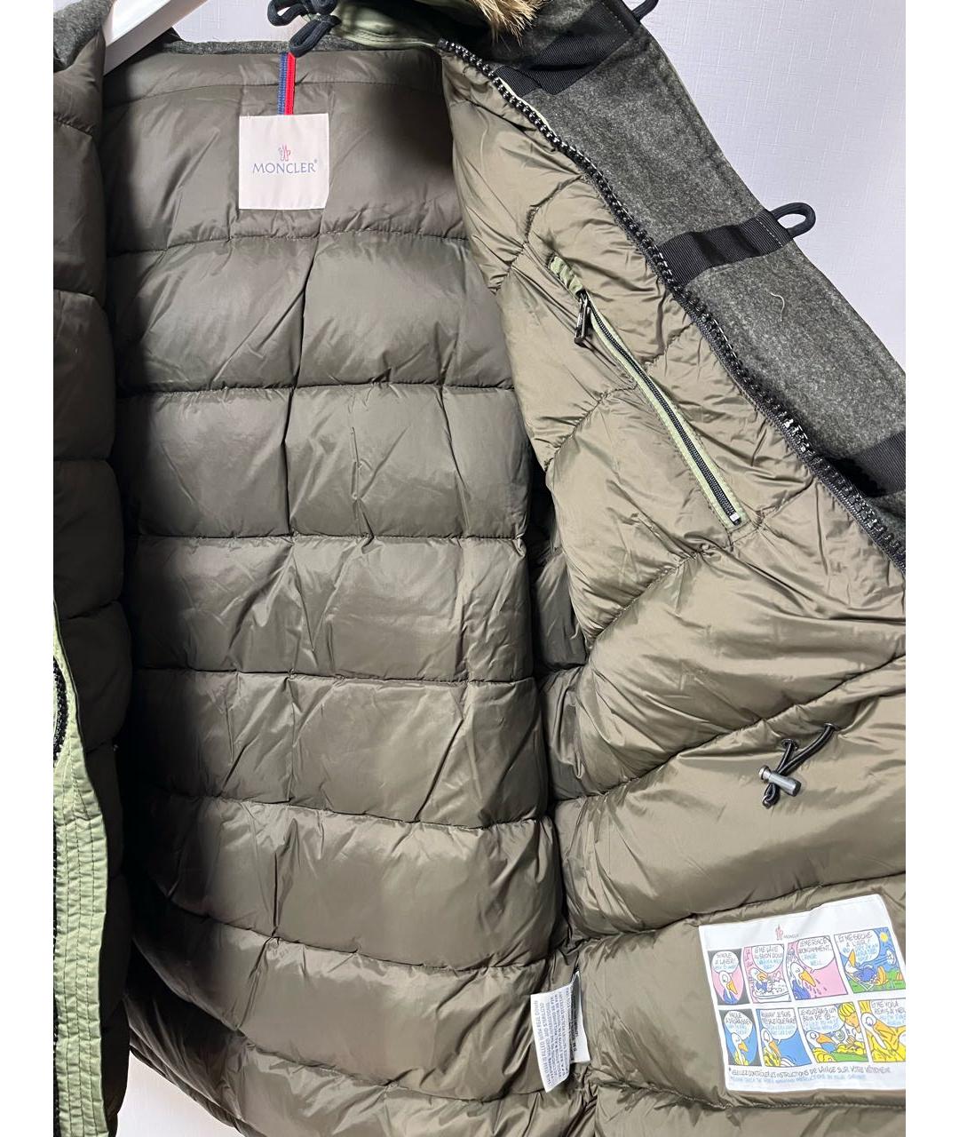 MONCLER Хаки полиэстеровый пуховик, фото 6
