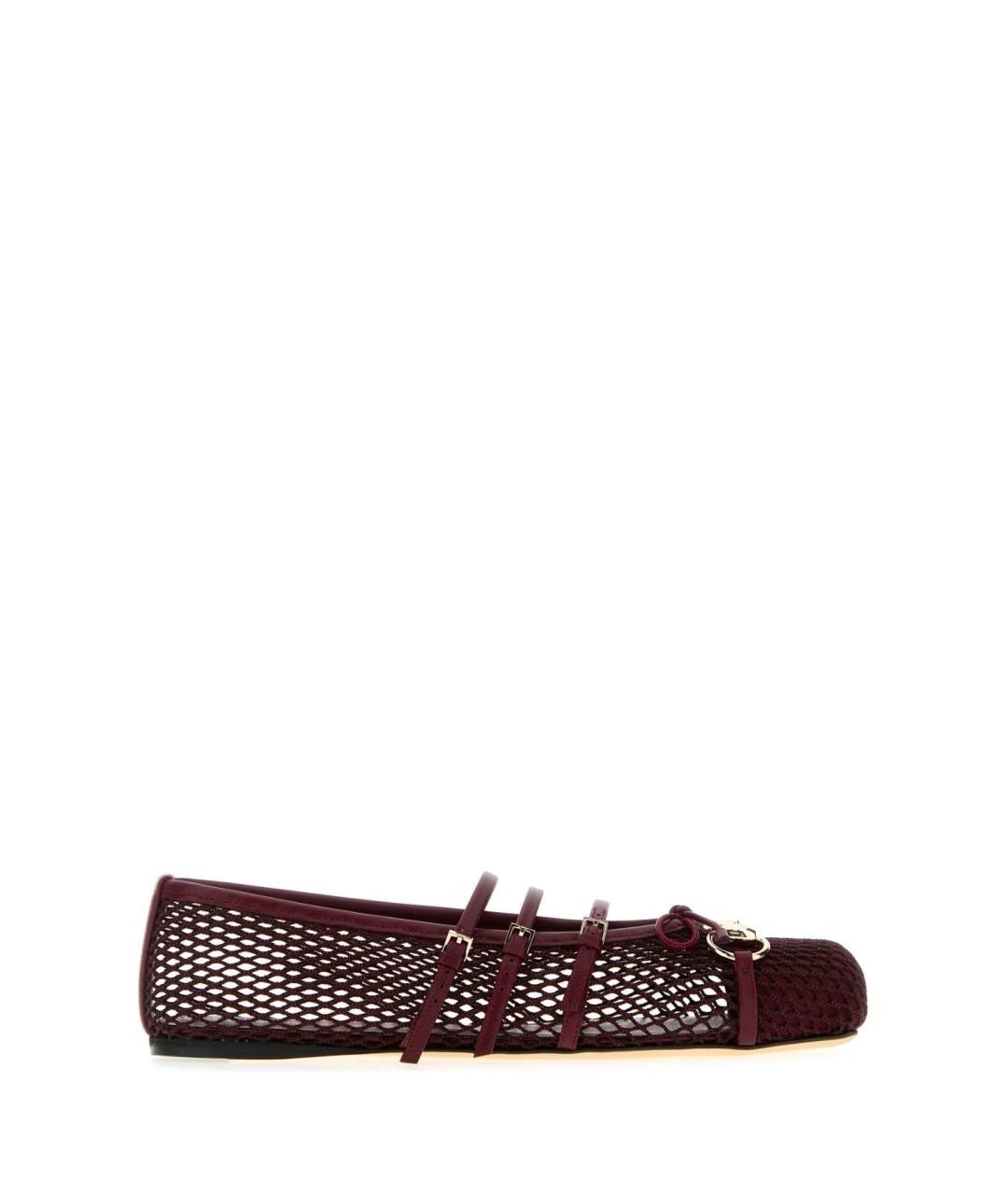 GUCCI Бордовые кожаные балетки, фото 1
