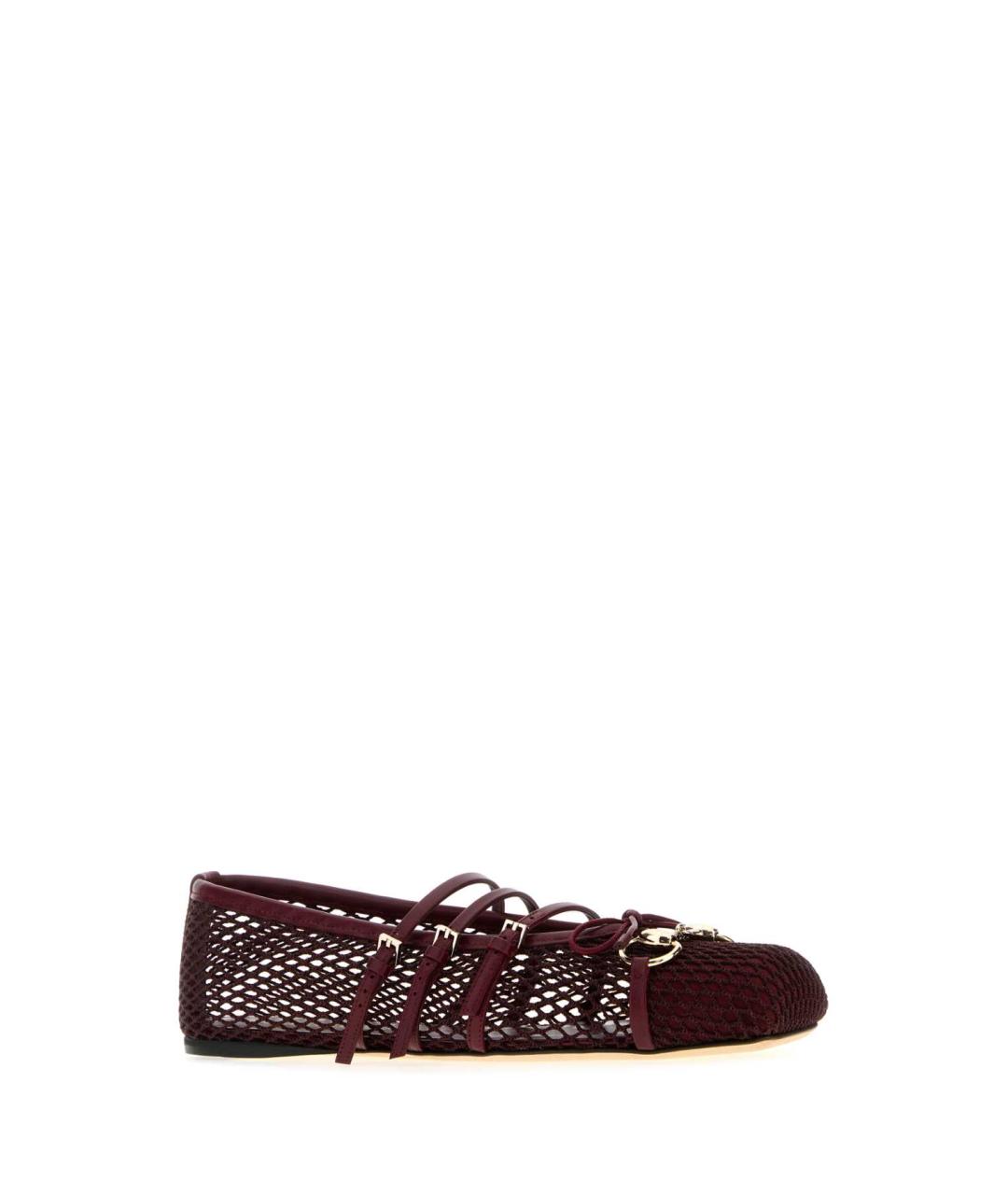 GUCCI Бордовые кожаные балетки, фото 2