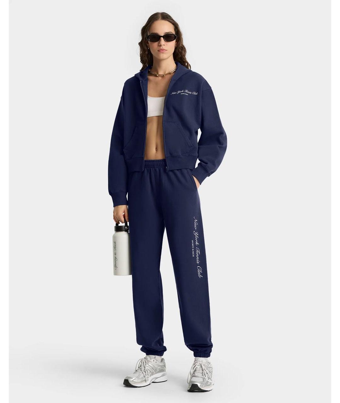 SPORTY AND RICH Темно-синие хлопковые спортивные брюки и шорты, фото 2