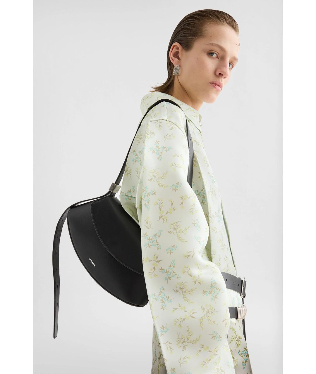 JIL SANDER Черная кожаная сумка через плечо, фото 5