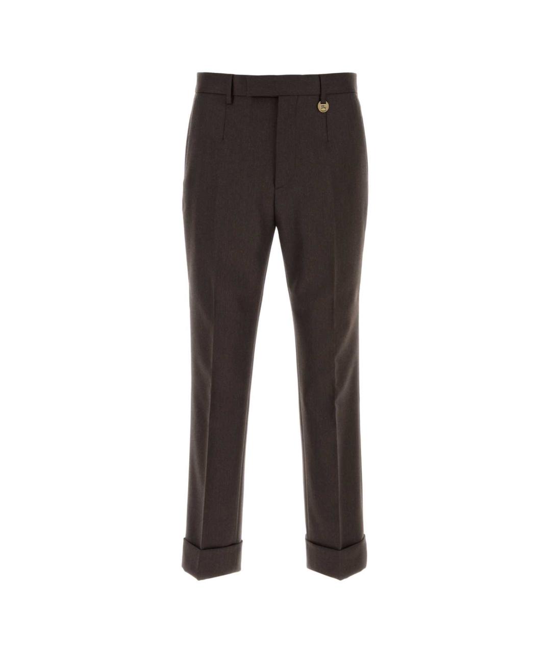 BURBERRY Коричневые шерстяные повседневные брюки, фото 1