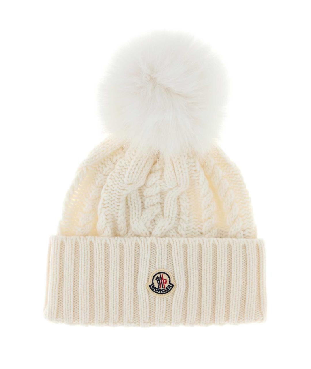 MONCLER Белая кашемировая шапка, фото 1