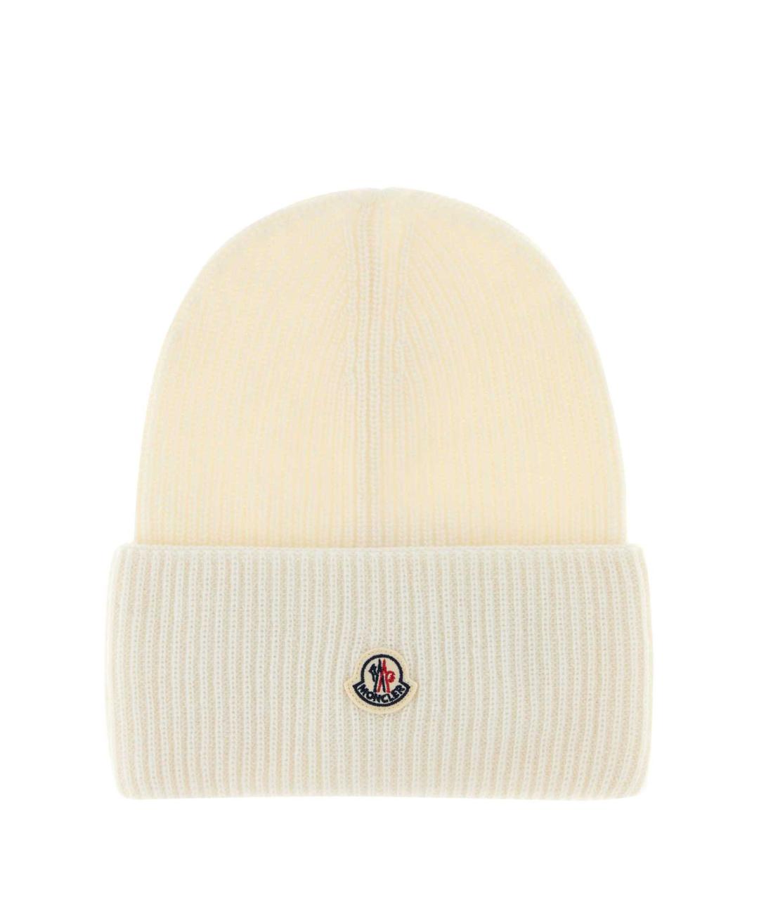 MONCLER Белая шерстяная шапка, фото 1