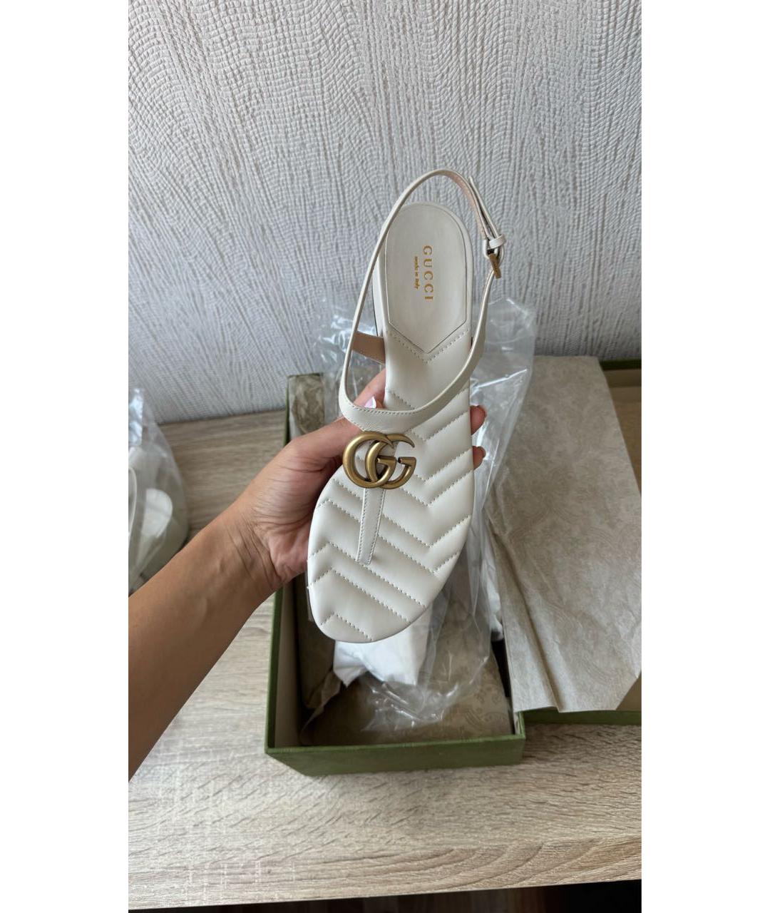 GUCCI Белые кожаные босоножки, фото 3