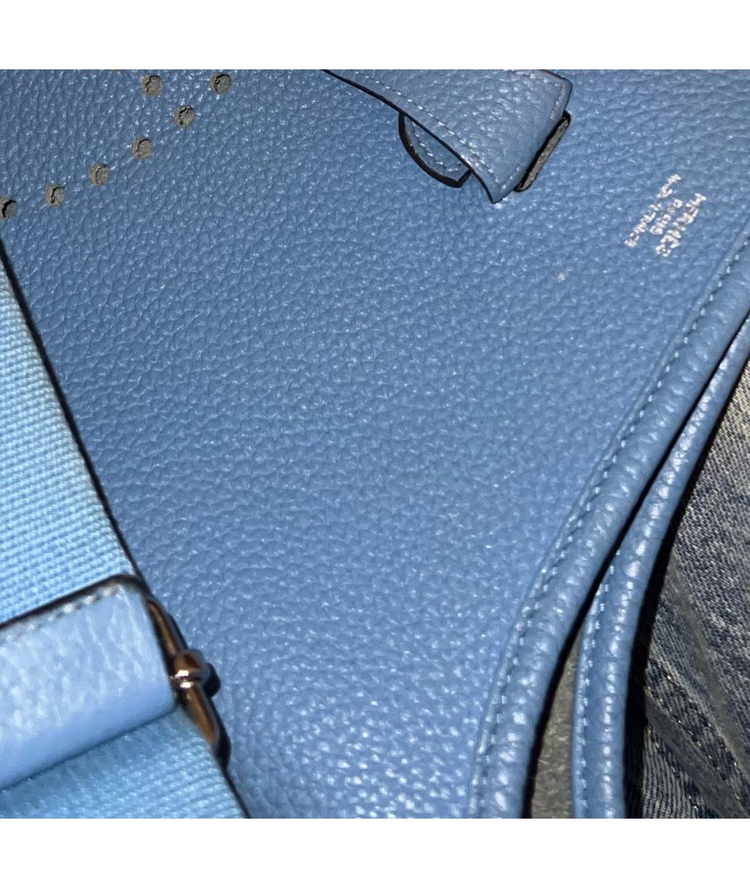 HERMES Голубая кожаная сумка тоут, фото 4