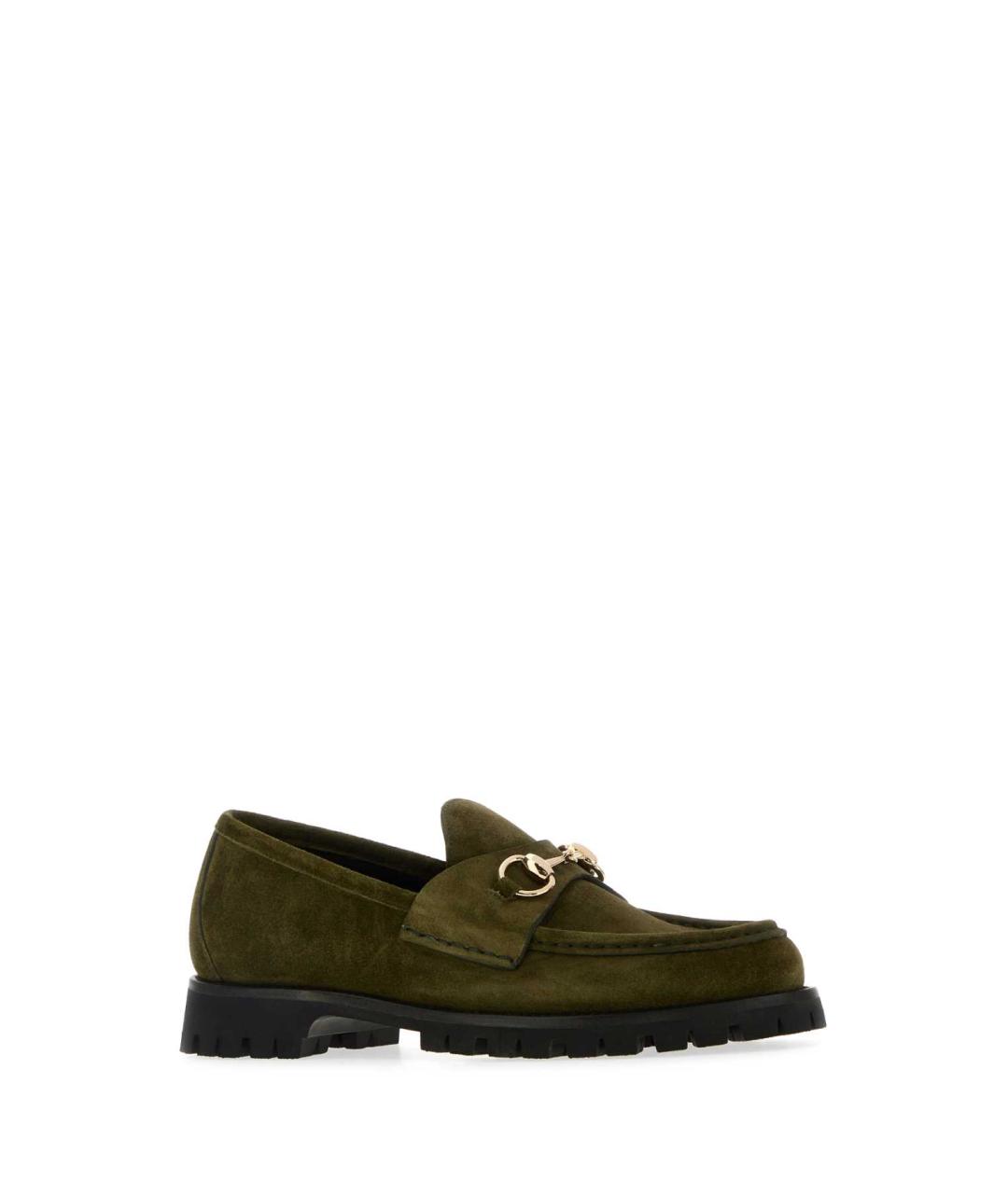 GUCCI Зеленые замшевые лоферы, фото 2