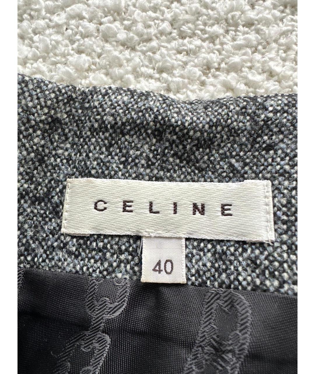 CELINE Серая шерстяная юбка миди, фото 6