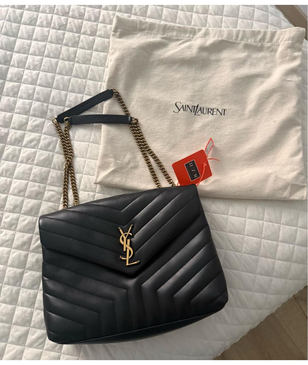 SAINT LAURENT Черная кожаная сумка через плечо, фото 2