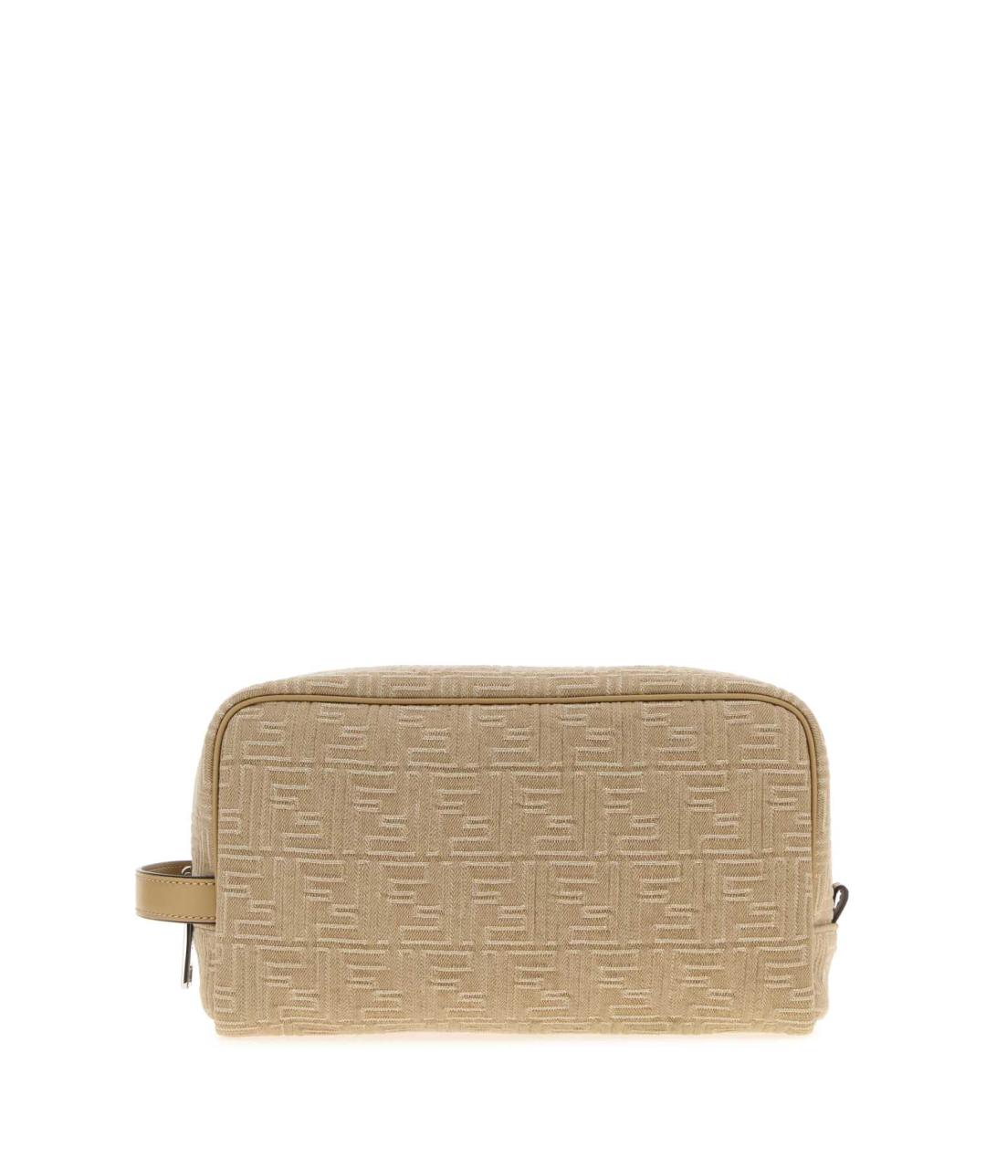 FENDI Бежевая жаккардовая барсетка, фото 3