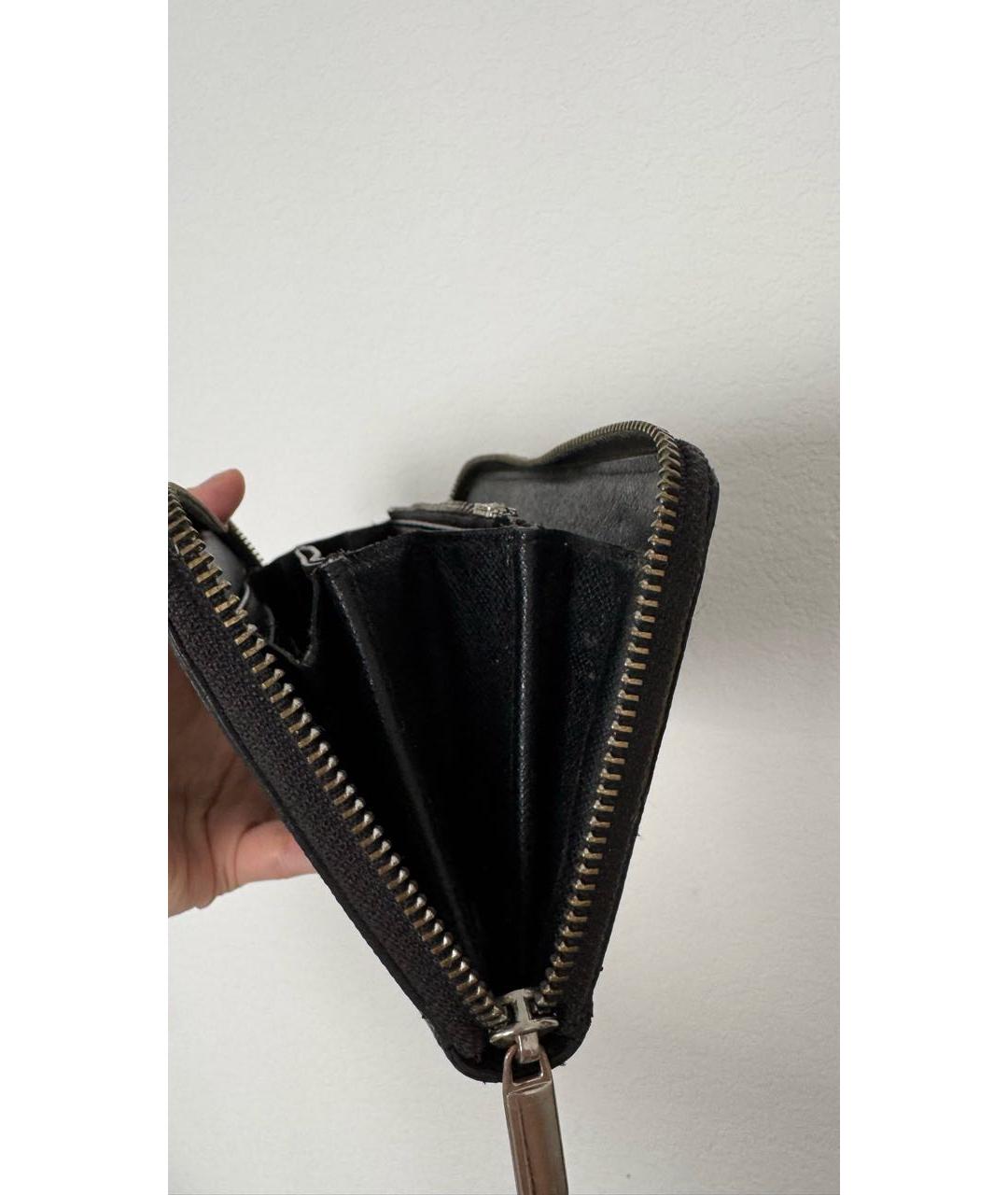 LOUIS VUITTON Черный кожаный кошелек, фото 5