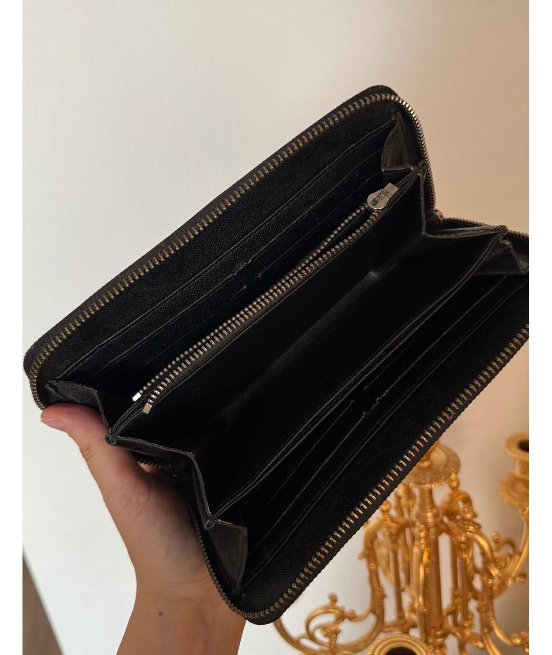 LOUIS VUITTON Черный кожаный кошелек, фото 8
