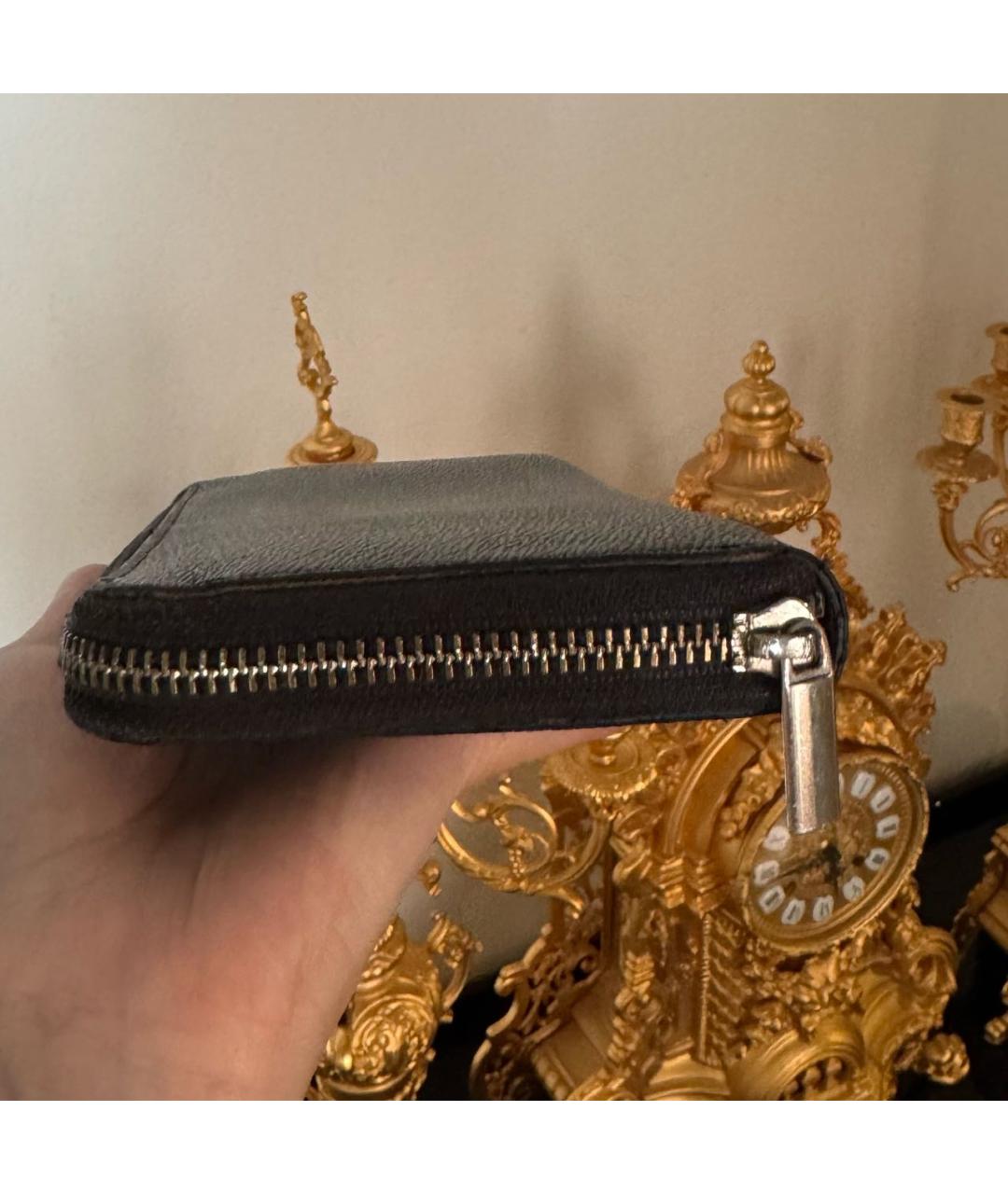 LOUIS VUITTON Черный кожаный кошелек, фото 7