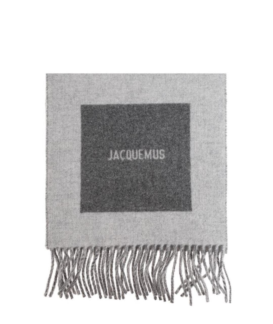 JACQUEMUS Серый шерстяной шарф, фото 5