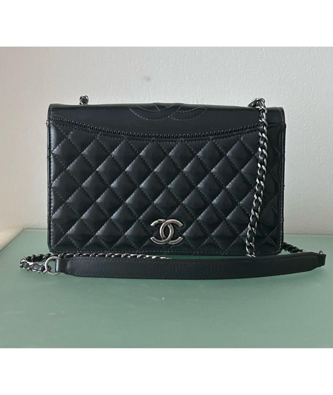 CHANEL Черная кожаная сумка через плечо, фото 5