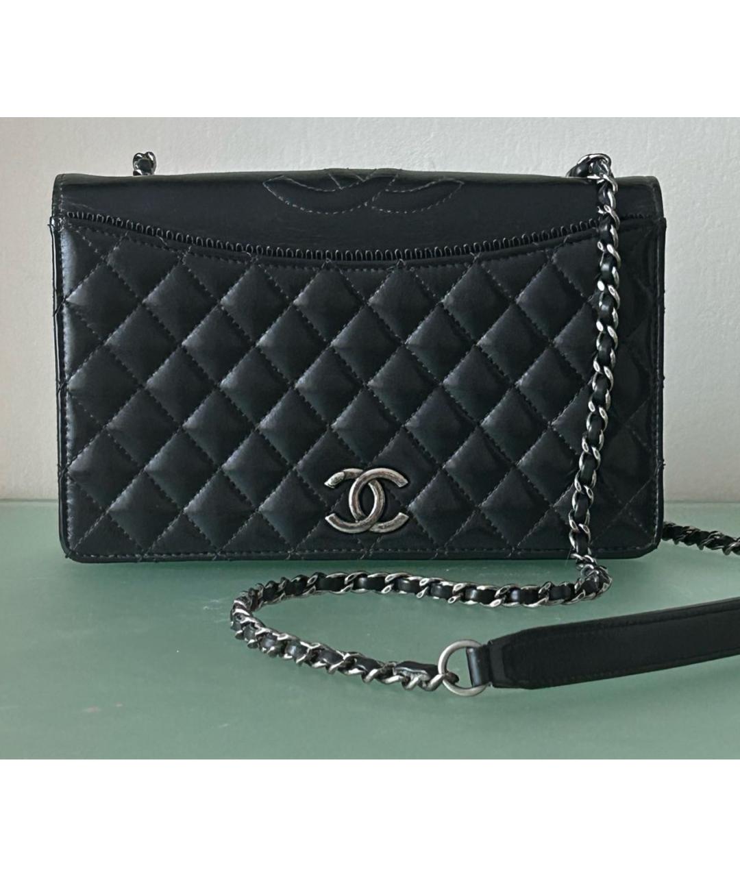 CHANEL Черная кожаная сумка через плечо, фото 8