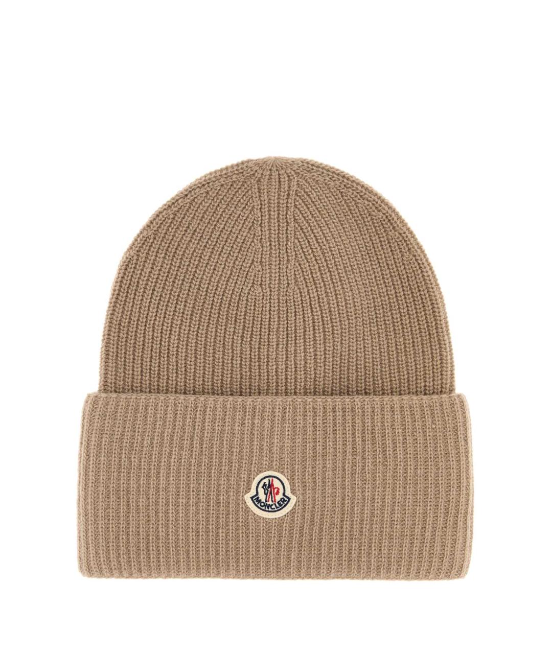 MONCLER Бежевая шерстяная шапка, фото 1