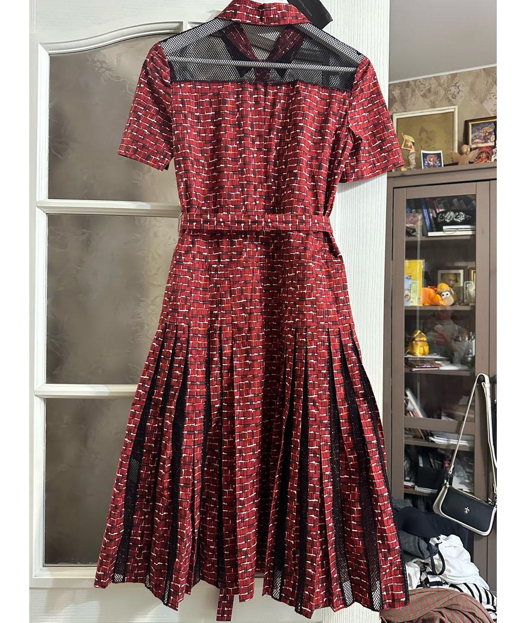 BOTTEGA VENETA Красное хлопковое повседневное платье, фото 2