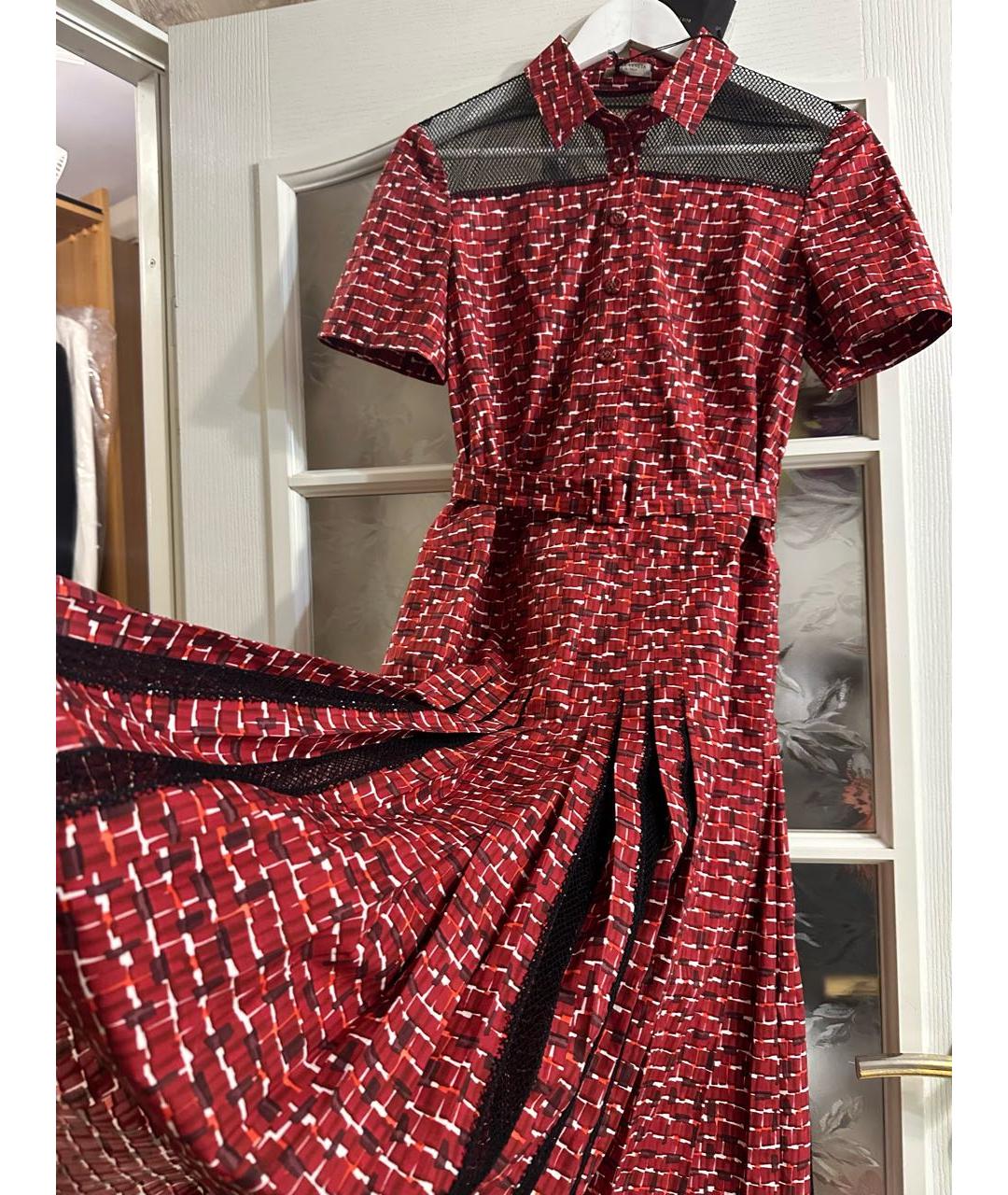 BOTTEGA VENETA Красное хлопковое повседневное платье, фото 4