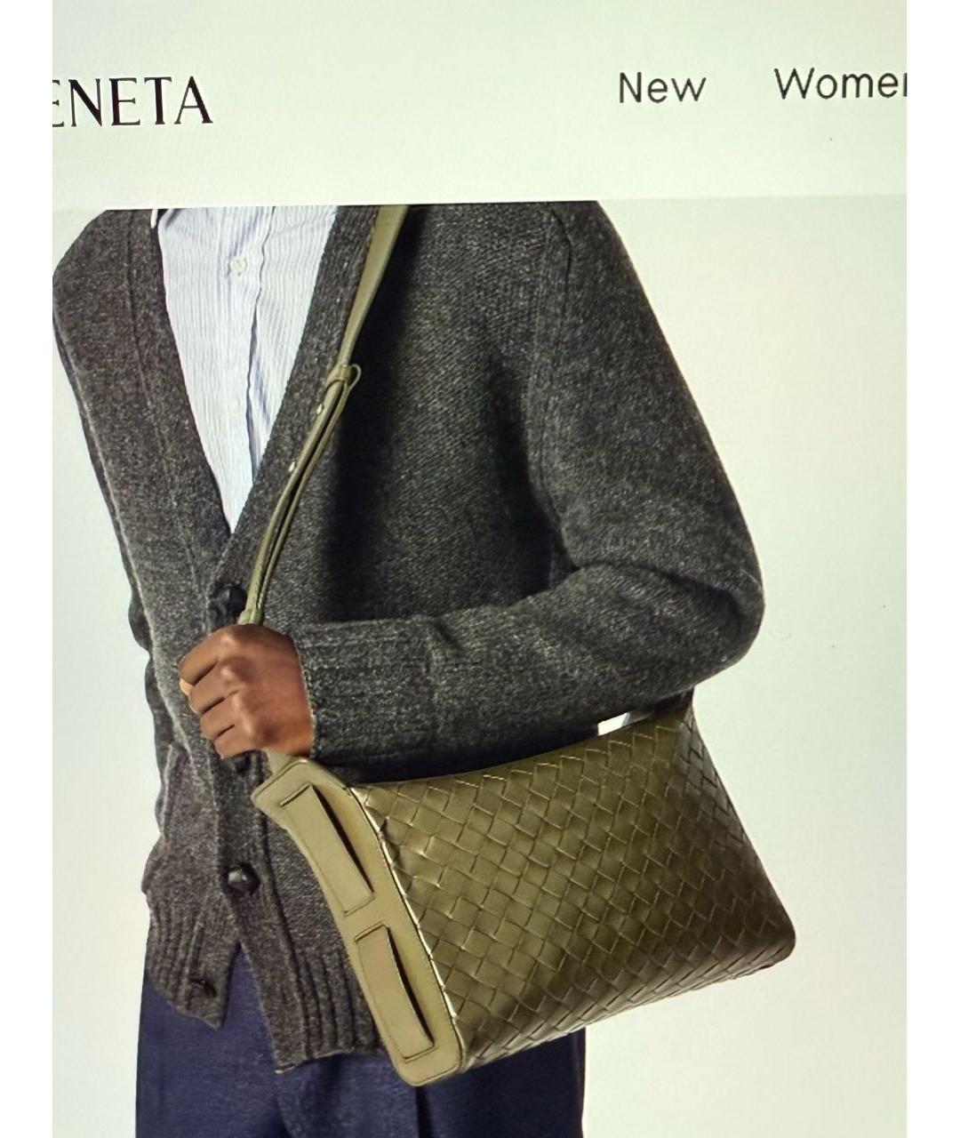 BOTTEGA VENETA Горчичная кожаная сумка на плечо, фото 6