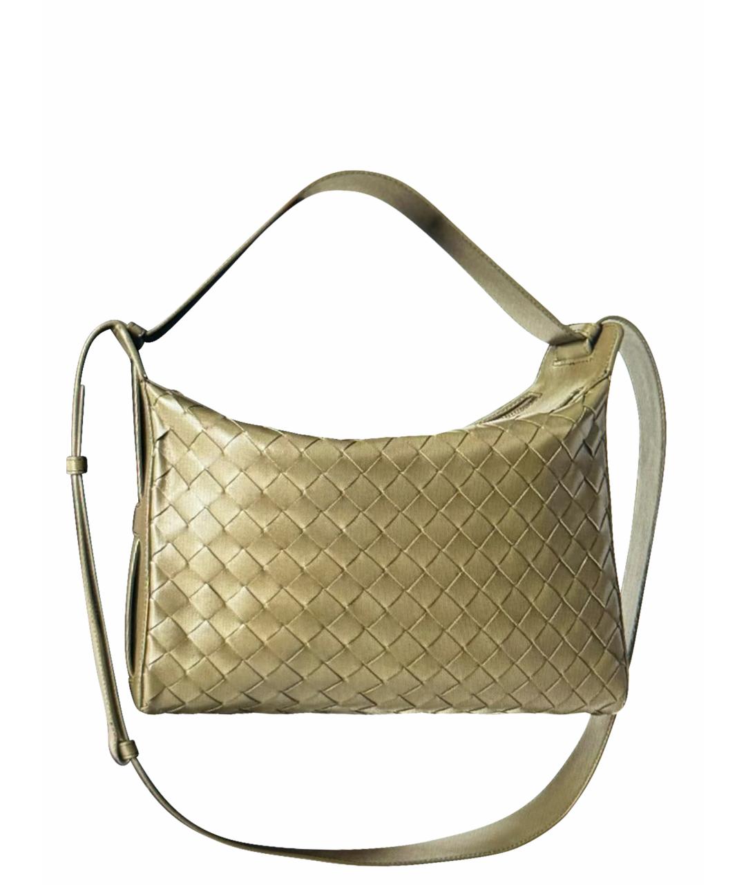 BOTTEGA VENETA Горчичная кожаная сумка на плечо, фото 10