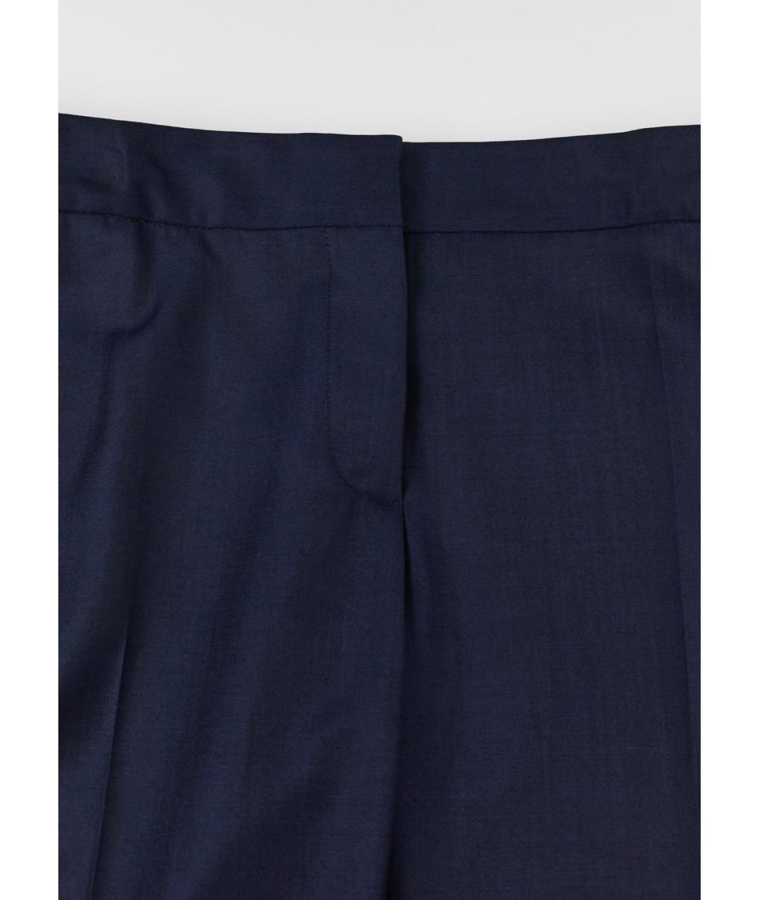 STELLA MCCARTNEY Синие шерстяные прямые брюки, фото 3