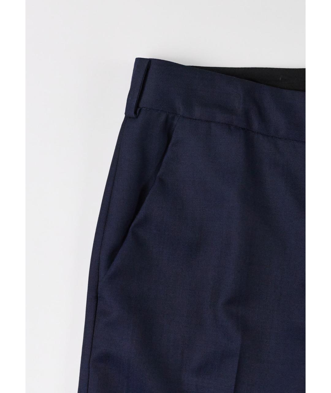 STELLA MCCARTNEY Синие шерстяные прямые брюки, фото 2