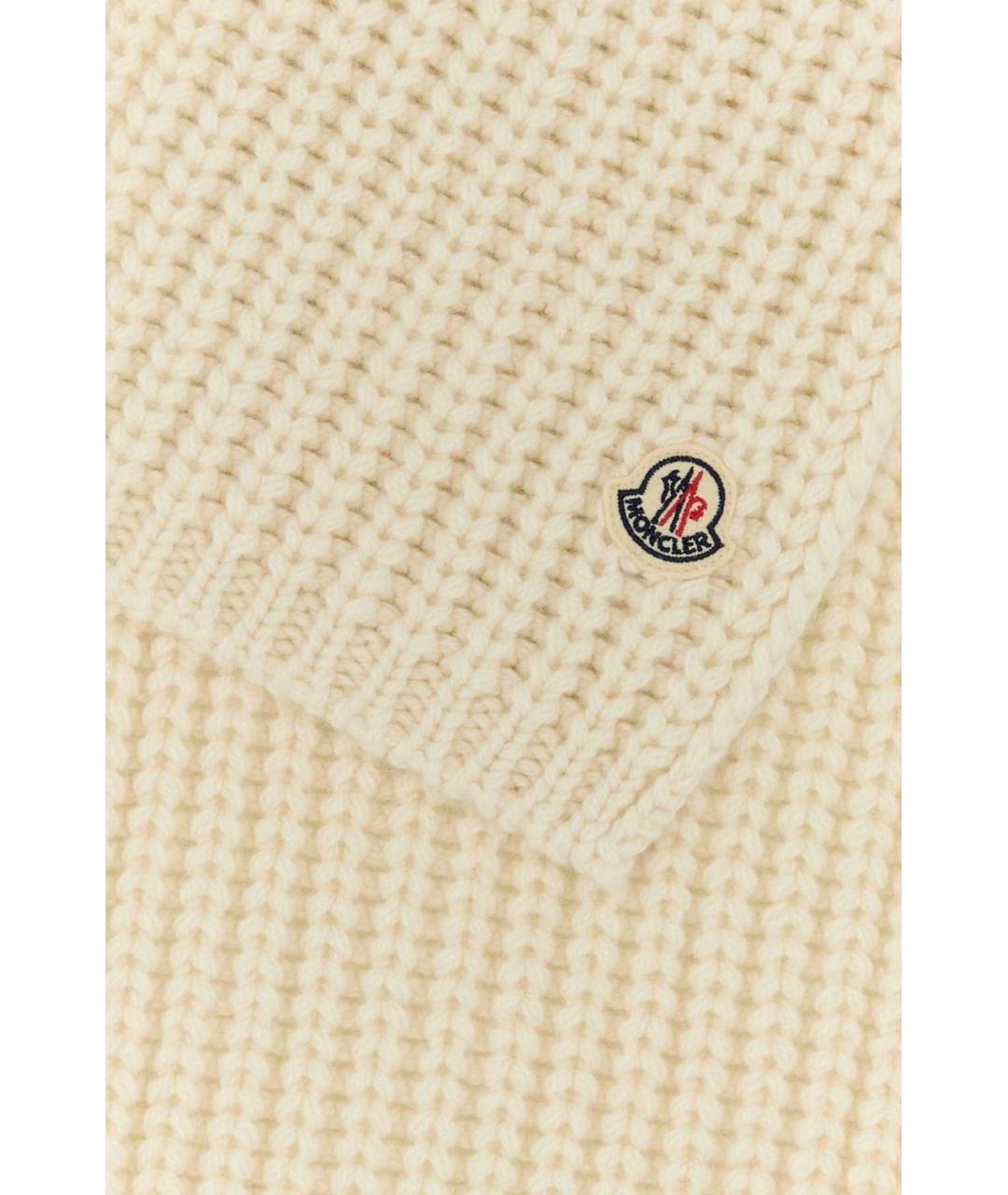 MONCLER Бежевый шерстяной шарф, фото 2
