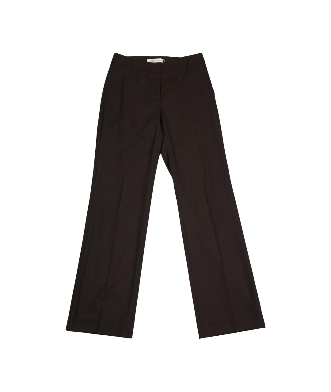 MAX MARA Коричневые шерстяные прямые брюки, фото 1