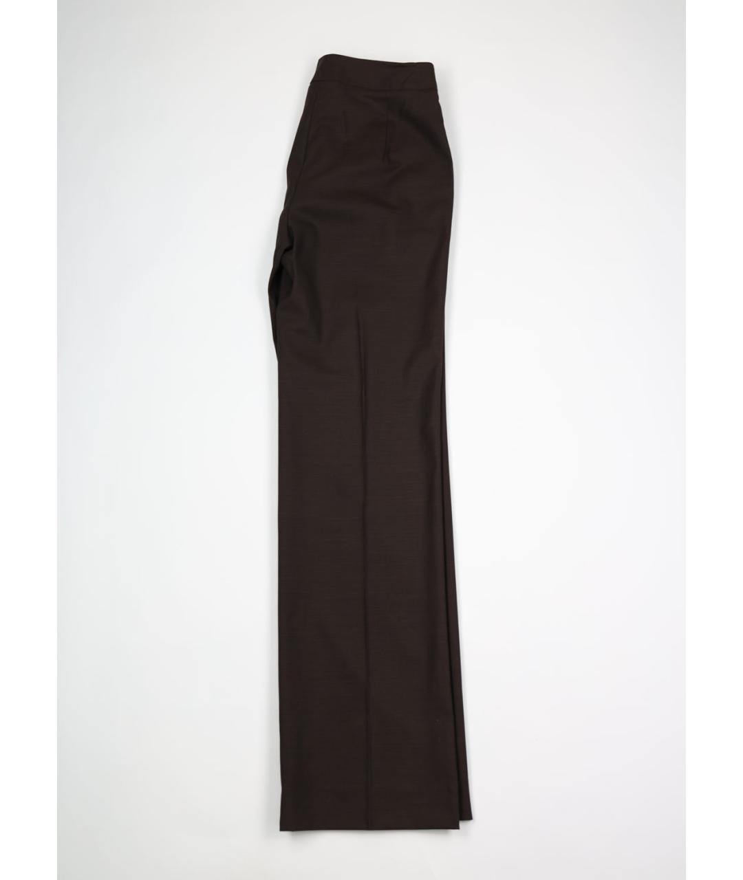 MAX MARA Коричневые шерстяные прямые брюки, фото 4