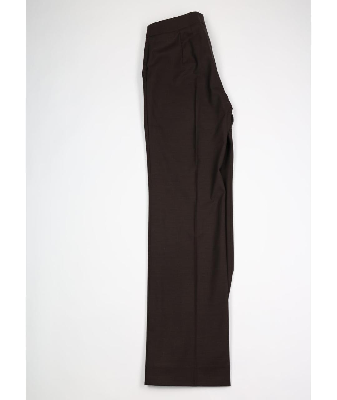 MAX MARA Коричневые шерстяные прямые брюки, фото 3