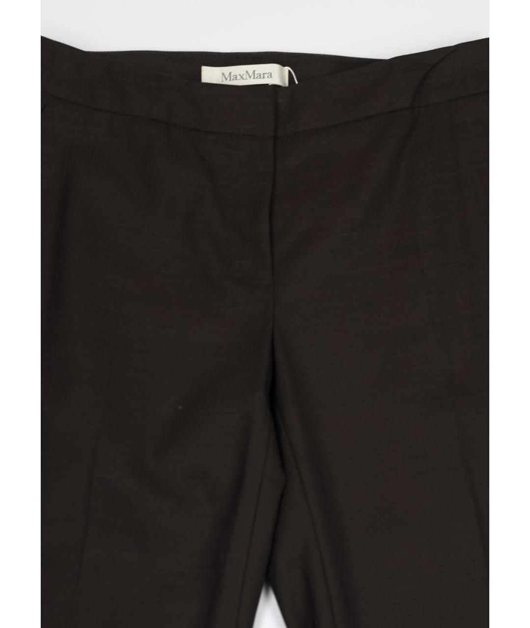 MAX MARA Коричневые шерстяные прямые брюки, фото 2