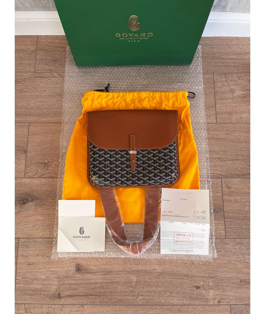 GOYARD Коричневая кожаная сумка на плечо, фото 2