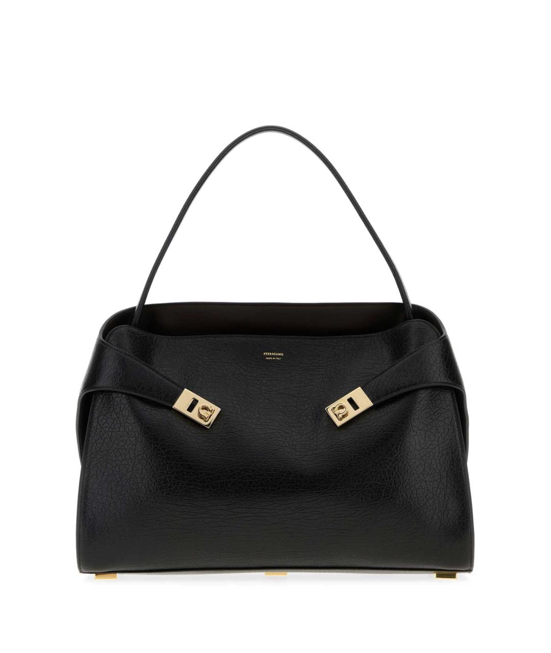 FERRAGAMO Черная кожаная сумка тоут, фото 1