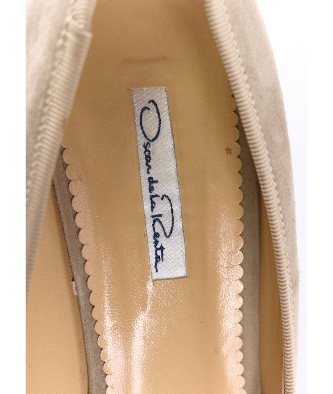 OSCAR DE LA RENTA Бежевые замшевые туфли, фото 5