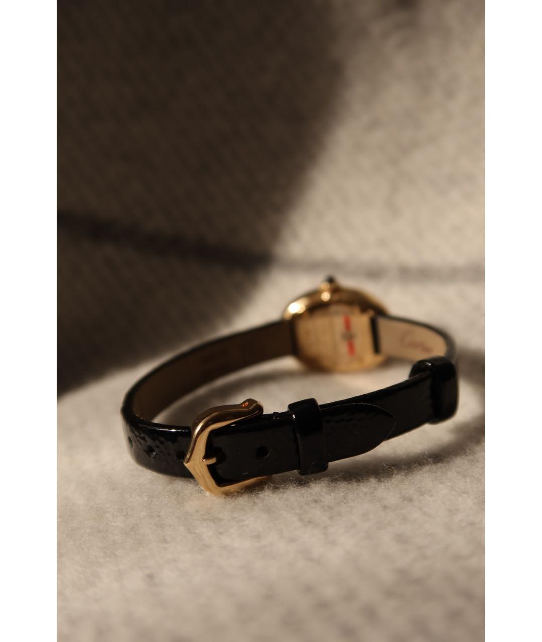 CARTIER Черные часы из желтого золота, фото 4