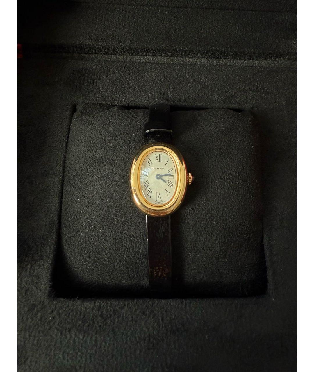 CARTIER Черные часы из желтого золота, фото 2